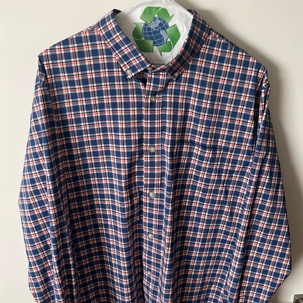 Mens slim flex fit button down